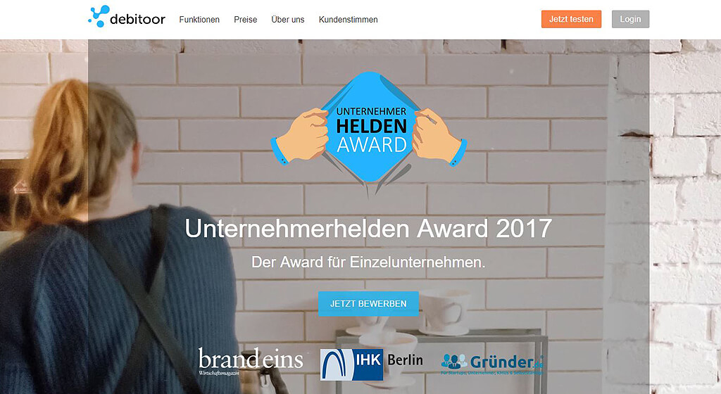 Website zum Unternehmerhelden Award 201