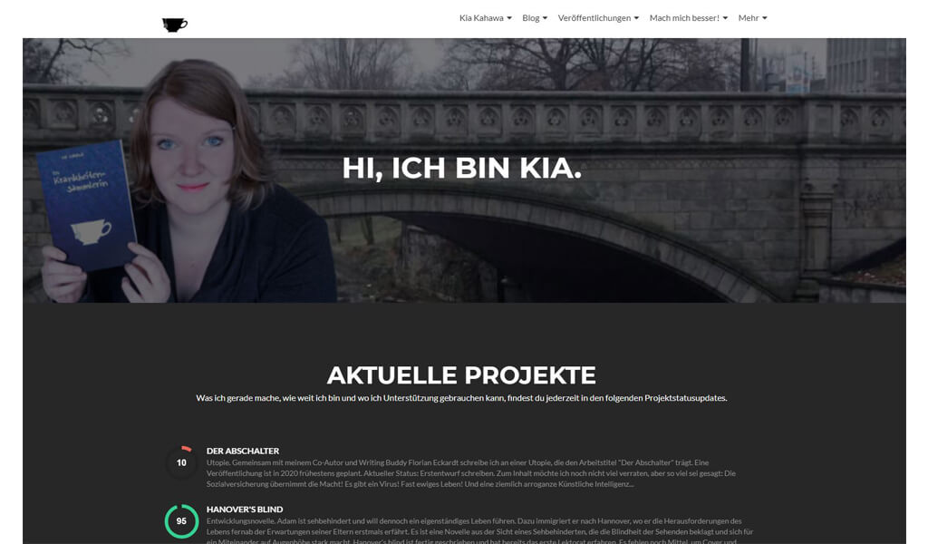 Homepage von Autorencoach Kia Kahawa
